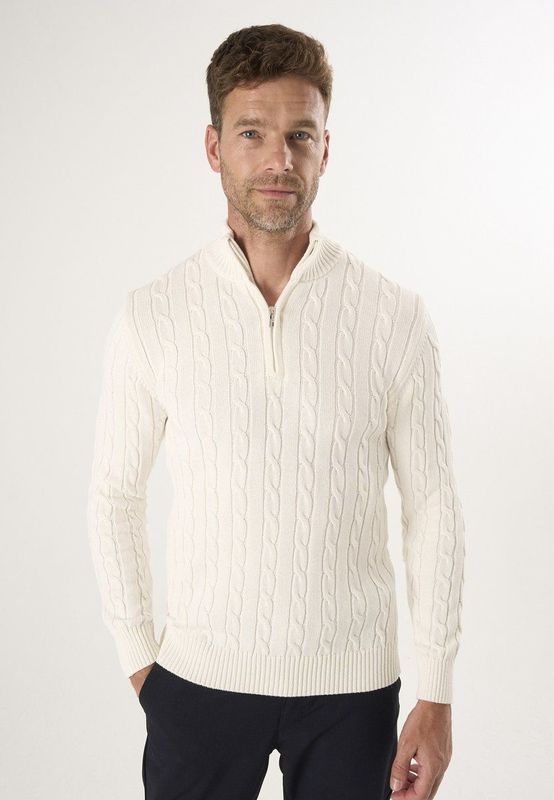 Felix Hardy - Kabelgebreide Trui - Ecru - Heren - 100% Katoen