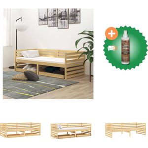 vidaXL Slaapbank met lades massief grenenhout 90x200 cm - Bed - Inclusief Houtreiniger en verfrisser