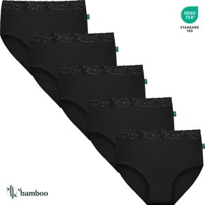Gaubert 5-pak kanten bamboe taille slips - Bamboe ondergoed - S - Zwart