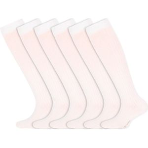 Kniekousen | Sokken voor meisjes | Merk: Yellow Moon | Kleur: Wit | Maat: 19 t/m 34 | 6 Paar