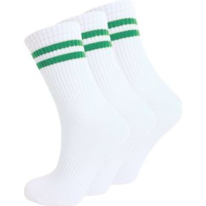 3 paar Naadloze damessokken met strepen - Wit/Blauw - Maat 36-40 (Onesize)