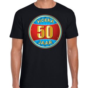 50e verjaardag cadeau t-shirt hoera 50 jaar zwart voor heren - verjaardagscadeau / Abraham shirt XXL