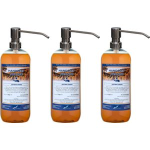 Handzeep Orange 1 liter - set van 3 stuks - met gratis RVS zilverkleurige pomp - Voordeelverpakking