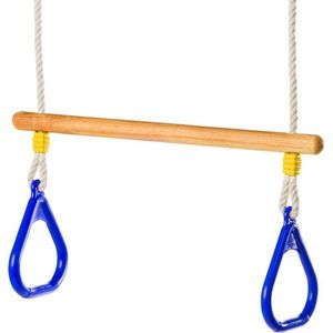 Houten trapeze lijnzaadolie met driehoeksringen Blauw PH Touw