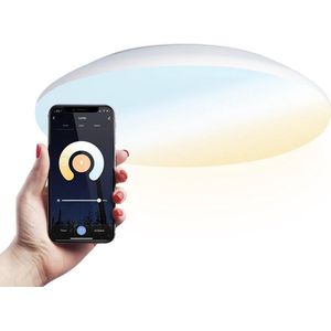 HOFTRONIC - Smart Badkamerverlichting - RGB Plafondlamp - IP65 waterdicht - Kleur instelbaar - 18W 1900 Lumen - IK10 Stootveilig - Ø30cm - Wit - Bedienbaar via Smartphone en smart assistent