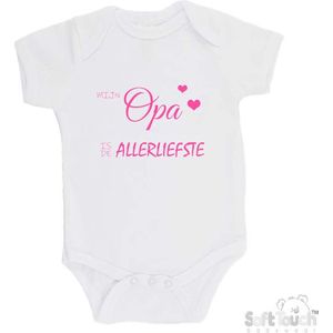 100% katoenen Romper ""Mijn opa is de allerliefste"" Meisjes Katoen Wit/roze Maat 62/68