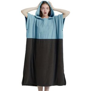 Bovista Surf Poncho Voor Volwassenen - Omkleed Handdoek Zacht - Dames & Heren - Lichtblauw & Donkergrijs