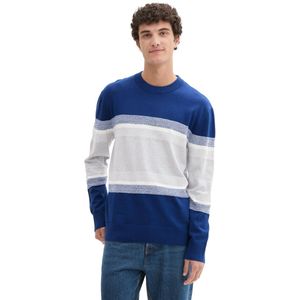 Tom Tailor Denim - Gebreide Trui - Blokstrepen - Mannen - Lange Mouwen - Ronde Hals