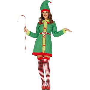 Guirma - Kerst & Oud & Nieuw Kostuum - Elfie De Elf - Vrouw - Groen - Maat 42-44 - Kerst - Verkleedkleding