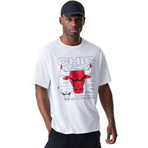 New Era - NBA Outline Graphic - Oversized T-shirt - Wit - Korte Mouwen