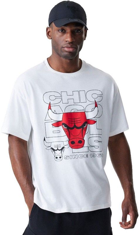 New Era - NBA Outline Graphic - Oversized T-shirt - Wit - Korte Mouwen