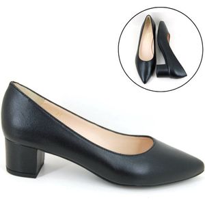 Stravers - Spitse Pumps met Blokhak Maat 45 Grote Dames Maten Luxe Zwarte Pumps