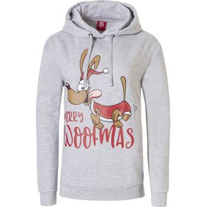 Apollo Dames Kersttrui Met Capuchon Merry Woofmas Hoodie Grijs - Maat S