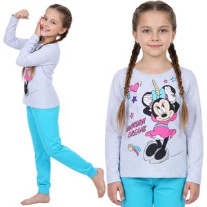 DISNEY Minnie Mouse KATOENEN pyjama voor meisjes, TWEEDELIG pyjama met lange mouwen, 100% katoen