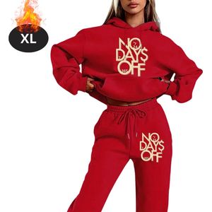 Nivard Joggingpak - Huispak - Volwassenen - Trainingspak - Comfortabel - Joggingsbroek - Tracksuit - Dames - Winter - Rood - XL