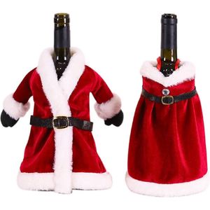 Trend24 - Wijn accessoires - Cadeauverpakking wijnfles - Wijn cadeau - Wijntas - Wijnzak - Wijn verpakking - Wijnfles hoes - Kerst tafeldecoratie - Velvet - Set van 2 - Rood - Wit - 24 x 24 cm