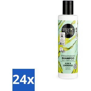 24 x Organic Shop - Algae & Lemongrass Strengthening Shampoo - Versterkend en Herstellend - 280 ml - Haaruitval Shampoo - Versterkende Shampoo - Organische Shampoo - Algen Shampoo - Citroengras Shampoo