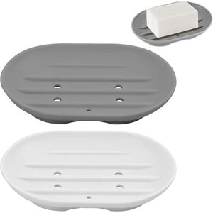 Siliconen antislip zeepschaal - 2 stuks flexibele en zelfdrainerende douchezeepdoos voor badkamer en keuken