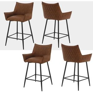 Rootz Vintage kunstleren barkruk - tegenkruk - industriële stoel - comfortabel ontwerp - stevige constructie - vloerbescherming - 51 cm x 90 cm x 49 cm