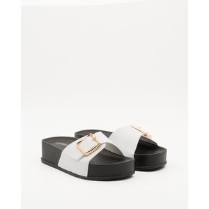 Dames Espadrilles, Slippers - Wit - Imitatieleer - Maat 39 -