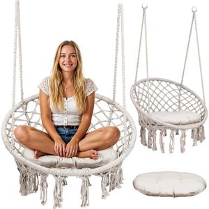 Hangstoel tuin schommel BOHO beige