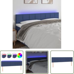 The Living Store Hoofdeind LED-blauw - 180x5x78/88 cm - verstelbare hoogte - ademend en duurzaam materiaal - kleurrijke LED-verlichting - comfortabele ondersteuning - snijdbare LED-strip - inclusief montagehandleiding - USB-aansluiting