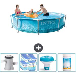 Intex Rond Frame Zwembad - 305 x 76 cm - Waterprint - Inclusief Pomp Filters - Chloordrijver - Chloor