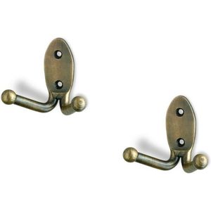 3x Luxe kapstokhaken / jashaken antiek koper - metaal verzinkt - 6.1 x 7 cm - metalen kapstokhaakjes / garderobe haakjes