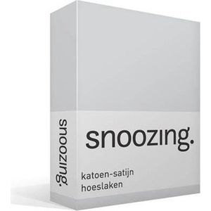 Snoozing - Katoen-satijn - Hoeslaken - Lits-jumeaux - 180x220 cm - Grijs