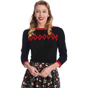 Banned - Atomic Star Gebreide trui - S - Zwart/Rood