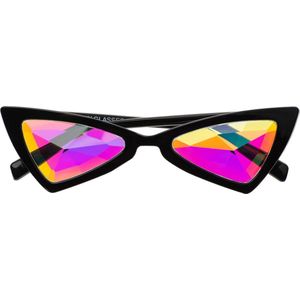 Freaky Glasses - Caleidoscoop bril - Spacebril - Festivalbril - Cat Eye montuur - Kunststof - zwart