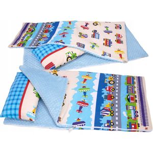 Minky Slaapzak BOBO Kleurrijke Voertuigen 120x60 cm met Kussen