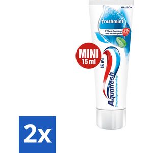 2 x Aquafresh Freshmint 3in1 Mini 15 ml - Tandpasta - Aquafresh - Freshmint - Fluoride - Tandplak