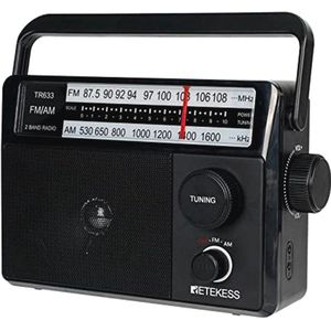 Draagbare AM FM Radio met Hoofdtelefoon Aansluiting en Grote Speaker - Ideaal voor Ouderen