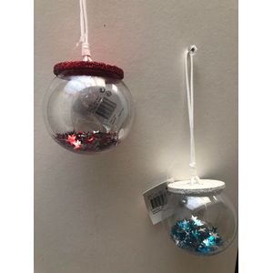 2dlg set van gevulde onbreekbare kerstballen met sterren en glitter gevulde kersthanger