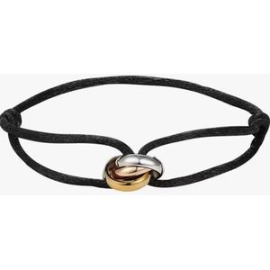 Lieve Jewels Tricolor Armband - Satijn Zwart - Dames