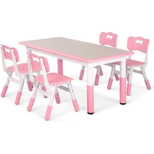 ShopEighty8 - Peuter Multi-Activiteit Tafelset - Set Kindertafel en 4 Stoelen in Hoogte Verstelbaar - Kinder knutseltafel - Roze