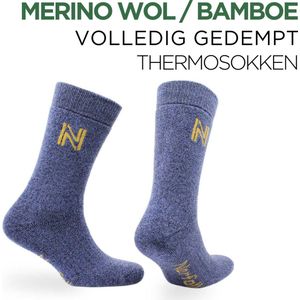 Norfolk - Wandelsokken - Merino wol en Bamboe Mix - Thermische Zacht en Warme Outdoorsokken - Merino wol sokken - Sokken Dames - Sokken Heren - Wollen Sokken - Blauw - Maat 35-38 - Gabby