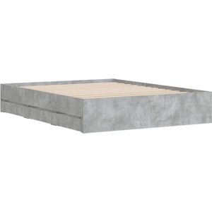 vidaXL - Bedframe - met - lades - bewerkt - hout - betongrijs - 140x200 - cm
