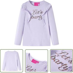 vidaXL Langmouwig Hemd - Kinderhemd - Kindershirt met lange mouwen 92 lichtlila - Meisjeshemd - Lila Kleding - Kindermode