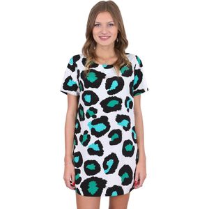 John Zack crème-zwart-groene chiffon mini