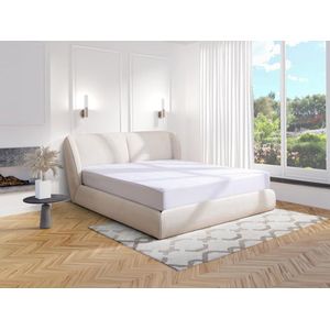 Bed met opbergruimte 180 x 200 cm - Bouclé - Gebroken wit + matras - RUDALI van Maison Céphy L 214 cm x H 102 cm x D 240 cm