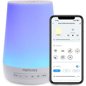 White Noise Machine - Draagbaar Wit Geluid voor Baby en Volwassenen (DB03), 34 Geluiden, 7 Kleuren Nachtlampje, APP-bediening