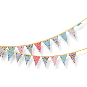 Stoffen slinger - mini vlaggenlijn - Feest Slingertje - Geboorte - Verjaardag - FEESTJE MINI (vlaggenlijn 3 mtr lang met 18 vlaggetjes)