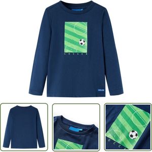 vidaXL Jongensshirts - Kinderkleding - Kindershirt met lange mouwen 116 marineblauw - Langmouwshirts - Blauwe Shirts - Voetbalshirts