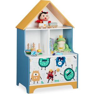 Relaxdays kinderkast monsters - speelgoedkast - opbergkast kinderkamer - boekenkast kind