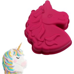 Eenhoorn bakvorm - 3D-taartvorm - geschikt voor kinderverjaardag - rood - siliconen