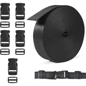 Nylon Gordelband 5 m x 25 mm met 5 paar Gespen voor Doe-Het-Zelf en Bagagebevestiging