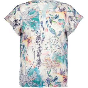 DIDI Dames Blouse S/S Flare in Offwhite with Palm festival print maat 42