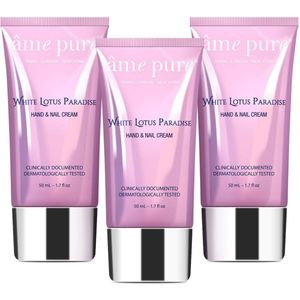 âme pure WHITE LOTUS PARADISE - Hand- & Nagelcrème Voor Droge Handen 3 St.